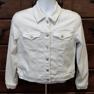 Rhythm & Blues White Stretchy Denim Jacket - Size Medium